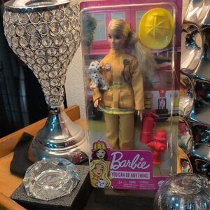 Barbie Firefighter Doll with Yellow Uniform and Accessories